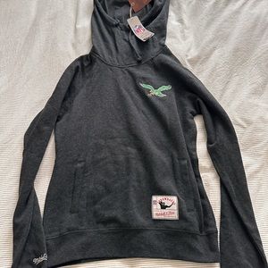 NWT Mitchell and Ness. women's Eagles hoodie with cowl neck. Size small
